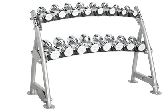 HOIST Commercial Freeweight Line 2-tier Horizontal Beauty Bell Rack (8 Pairs) CF-3462-2